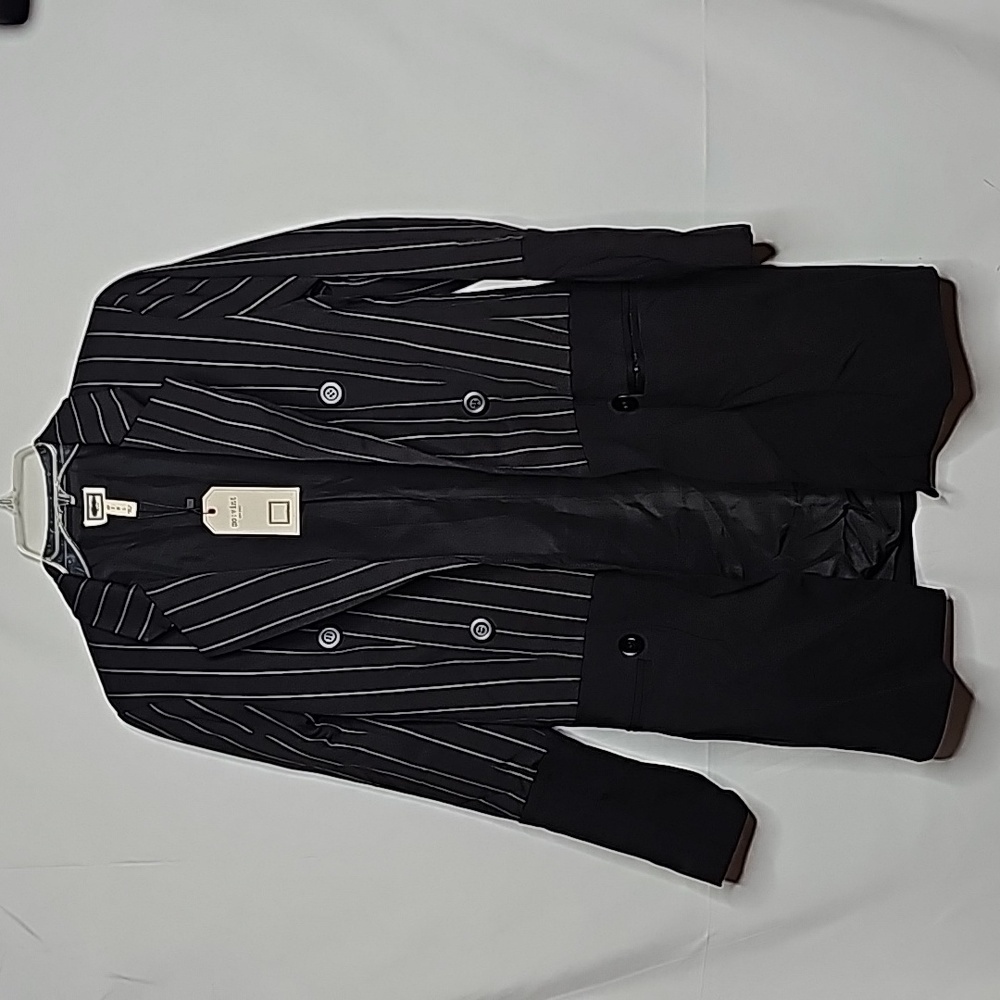 NWT Anthropologie Mo: Vint New York pinstripe open long black blazer jacket S